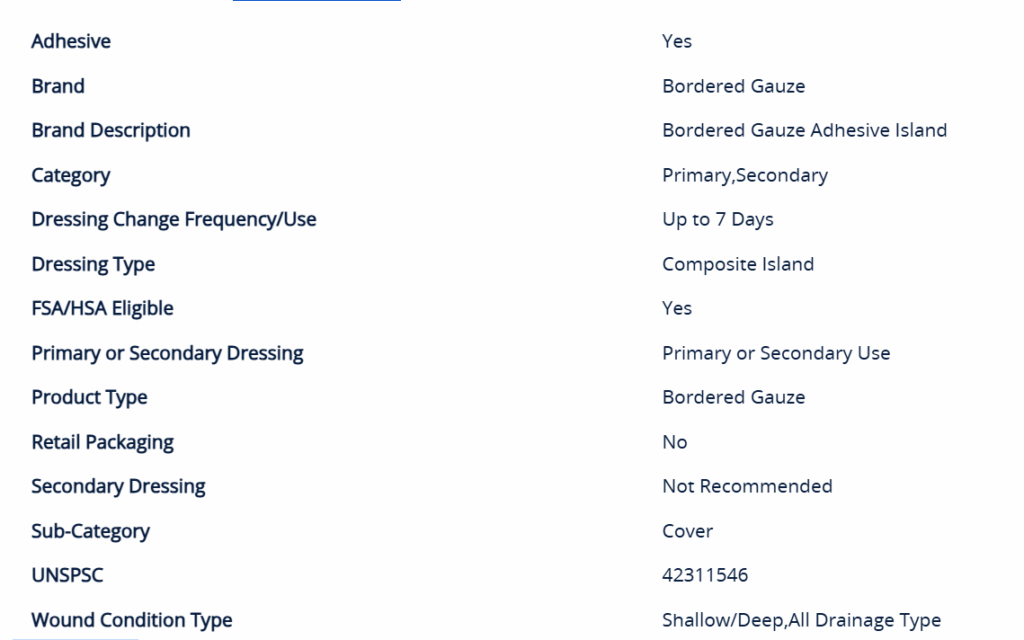 A table listing medical supplies with their prices under CMS 30.